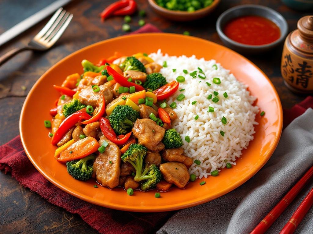 SPECIALITATE CHINEZEASCA DE PORC CU OREZ