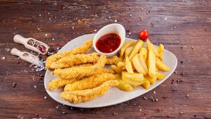 Crispy Kentucky crumbs cu cartofi pai